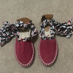 Pink and Floral Platform Espadrilles